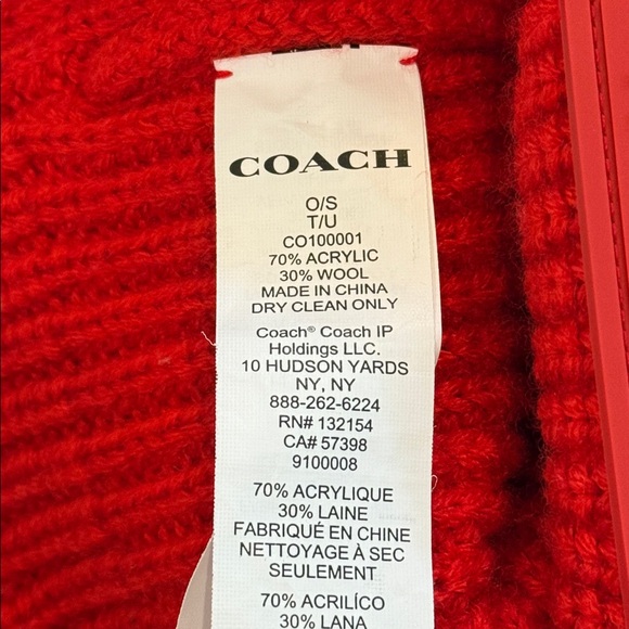 Coach Bright Red Beanie Hat - Picture 3 of 3